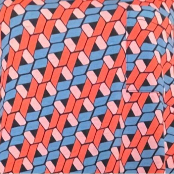 LuLaRoe LLR Carly Dress Size XS Blue/orange geo pattern short sleeved hi/lo cut - Picture 6 of 6